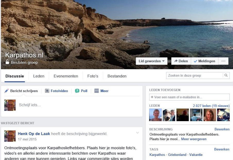 besloten facebookgroep Karpathos.nl